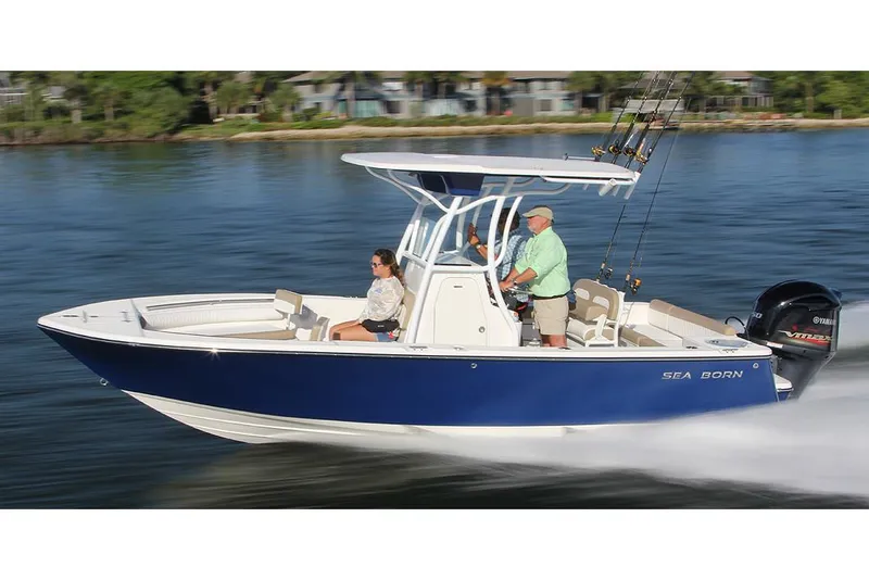 The Image of 2026 Sea Born LX22 Center Console boat cruising on calm waters. - 0