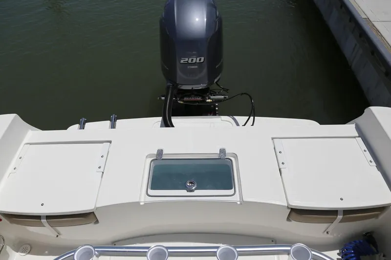 Slide: The Image of Manufacturer Provided Image: Rear view of Sea Born LX21 Center Console 2026 with engine. - 11