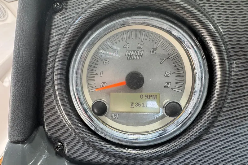 Slide: The Image of Close-up of 2012 Yamaha SX210 boat tachometer showing 0 RPM and 35.1 hours. - 13