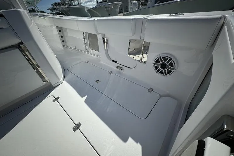 Slide: The Image of 2025 Sportsman Open 352 Center Console interior with sleek design and modern features. - 53