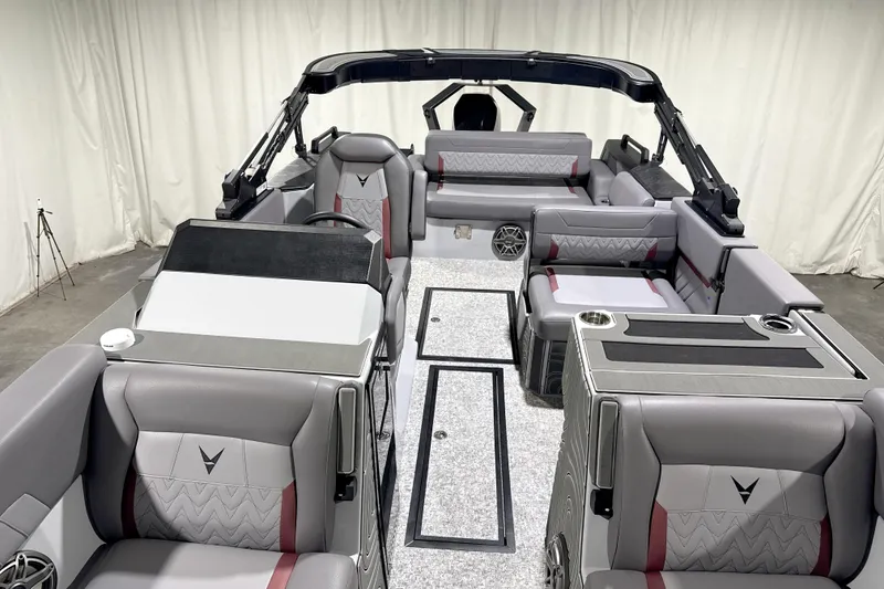 Slide: The Image of Luxurious interior of 2026 Revel RS25 boat with modern seating and sleek design. - 7