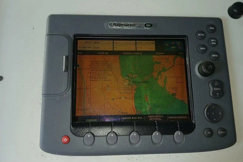 Slide: The Image of Raymarine E80 marine GPS display on 1976 Islander Freeport sailboat. - 38