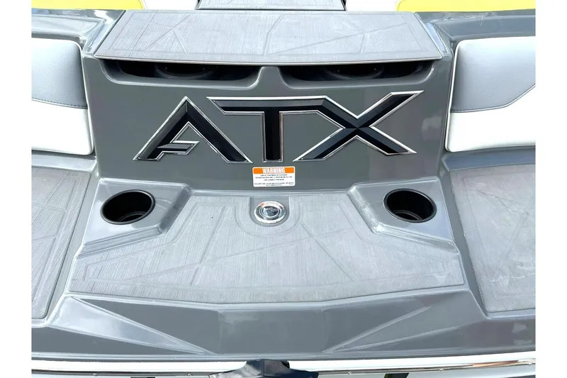 Slide: The Image of Rear view of 2021 ATX 22 Type-S boat with logo and cup holders. - 20