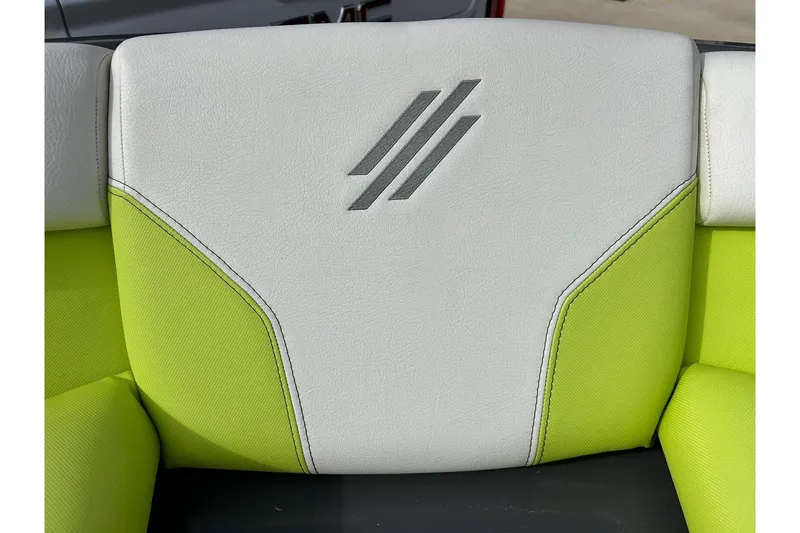 Slide: The Image of ATX 22 Type-S 2021 boat seat with white and lime green upholstery. - 57