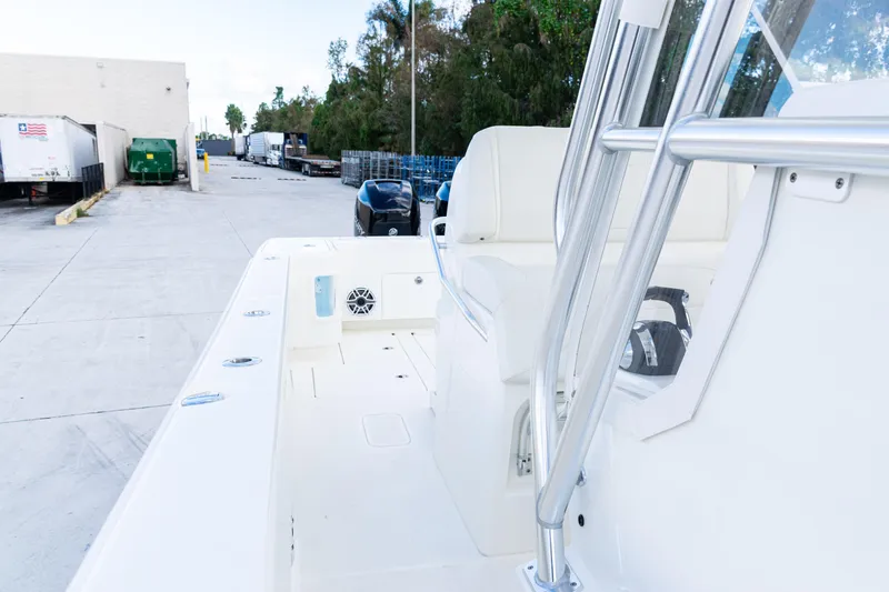 Slide: The Image of 2021 SeaVee 322Z boat interior with sleek design and modern features. - 24