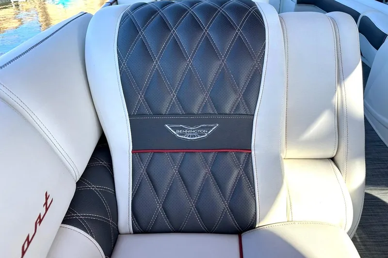 Slide: The Image of Luxurious seating on 2021 Bennington 25 RXSBA boat with diamond-stitched upholstery. - 36