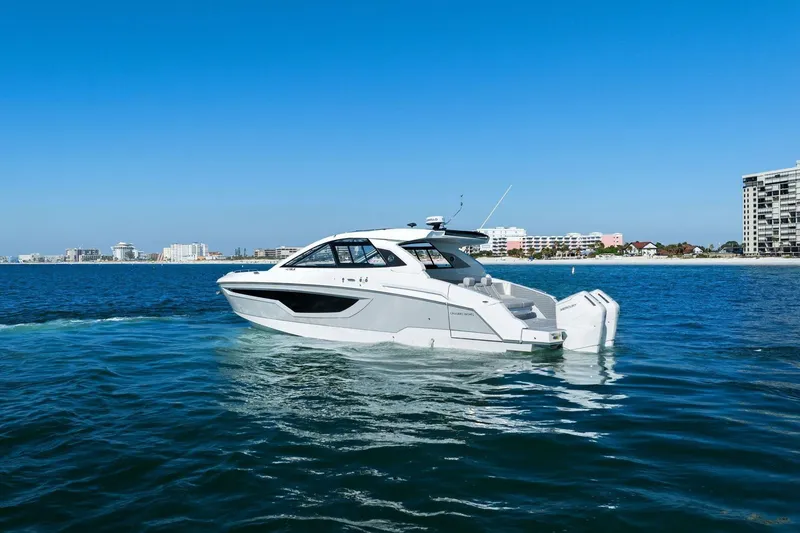 Slide: The Image of 2026 Cruisers Yachts 42 GLS OB on open water. - 6