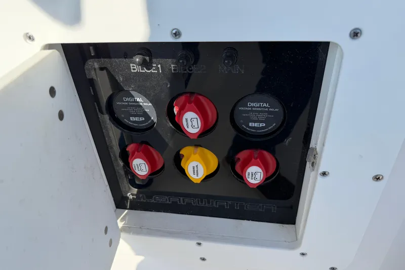 Slide: The Image of 2024 Clearwater 2800 control panel with digital voltage sensitive relay and switches. - 66