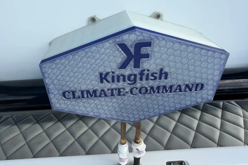 Slide: The Image of Kingfish Climate-Command unit on 2024 Clearwater 2800 boat, featuring hexagonal design. - 8