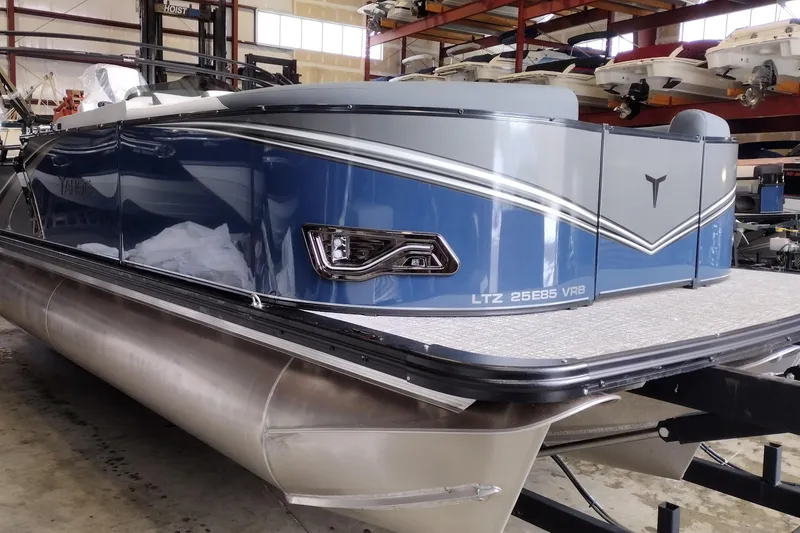 Slide: The Image of 2026 Tahoe Pontoon 23 LTZ Rear Bench, luxurious seating with modern design. - 81