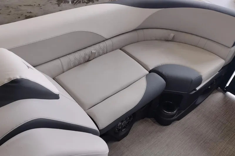 Slide: The Image of Dashboard of 2026 Tahoe Pontoon 23 LTZ Rear Bench with controls and gauges. - 94