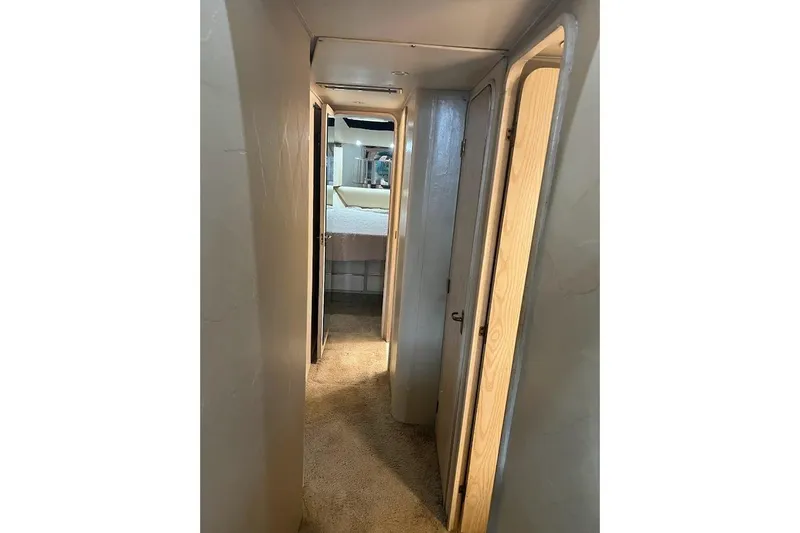 Slide: The Image of Interior view of 1996 Ocean Yachts 48 Super Sport helm with panoramic windows. - 49