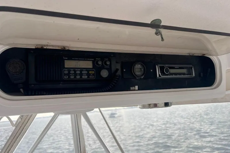 Slide: The Image of Luxurious interior of 1996 Ocean Yachts 48 Super Sport with plush seating and modern amenities. - 6