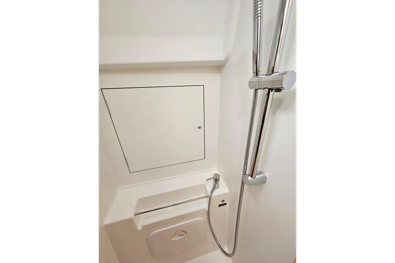 Slide: The Image of 2023 Beneteau Oceanis 34.1 yacht bathroom with modern shower fixtures. - 20