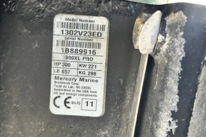 Slide: The Image of Label on Mercury Marine engine, model 300XL PRO, 300 HP, for ShearWater 25 LTZ, 2012. - 90