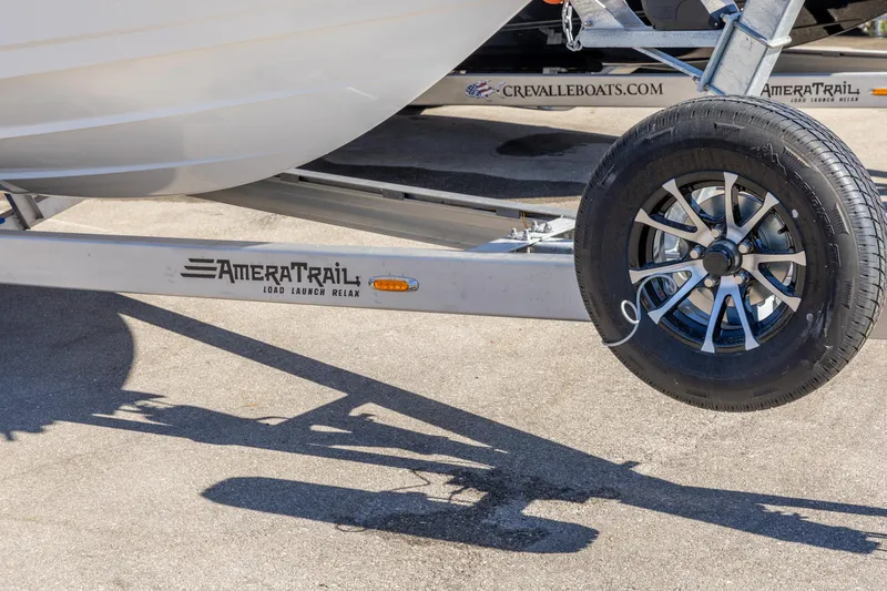 Slide: The Image of Trailer for 2026 Crevalle 26 HCO boat with AmeraTrail branding. - 26