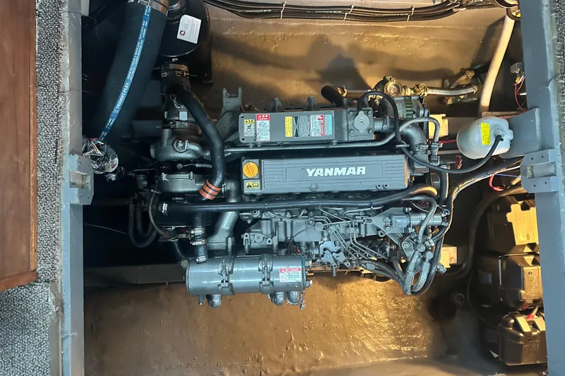 Slide: The Image of Engine compartment of a 1982 Campion 310 boat with Yanmar engine. - 43