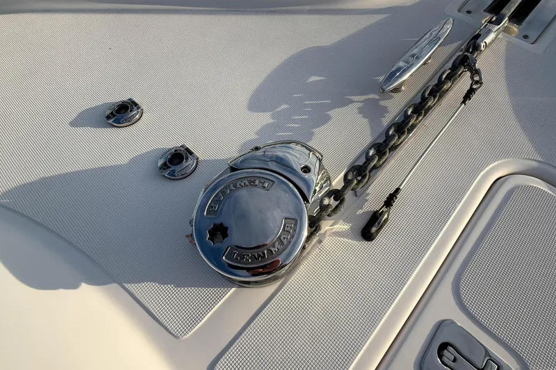Slide: The Image of 2013 Tiara Yachts 3600 Coronet anchor chain and winch detail. - 36