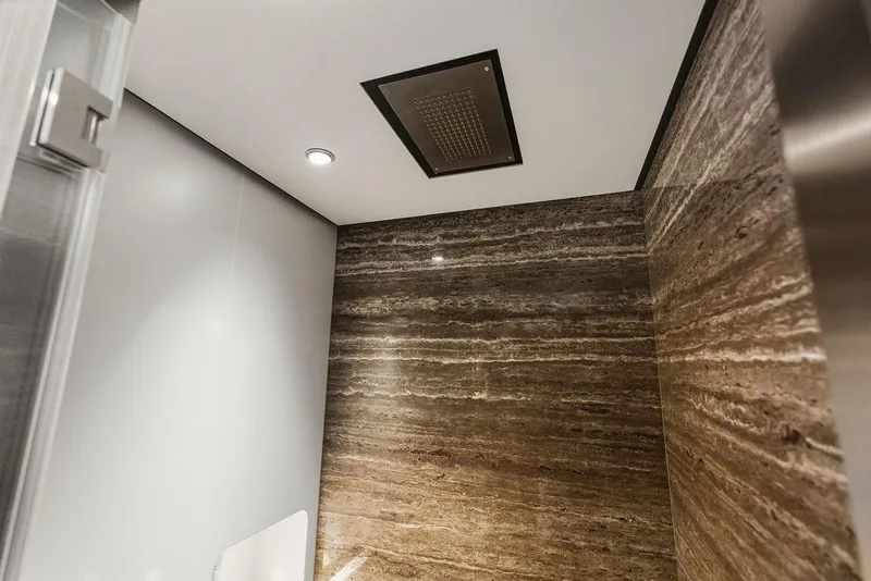 Slide: The Image of Luxurious shower with marble walls and modern ceiling showerhead, Custom Line 120, 2018. - 110