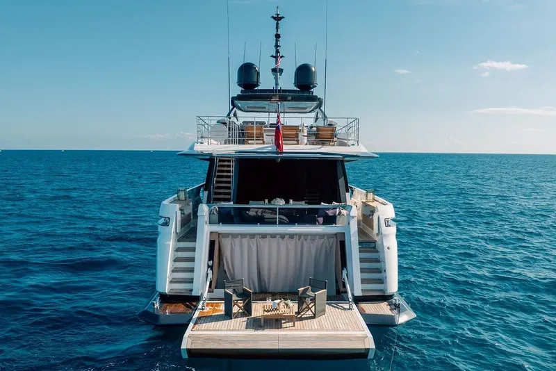 Slide: The Image of Luxury Custom Line 120 yacht, 2018 model, cruising on open sea. - 12