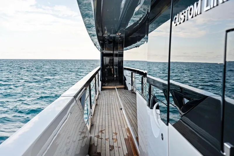 Slide: The Image of Luxurious 2018 Custom Line 120 yacht deck with ocean view. - 43