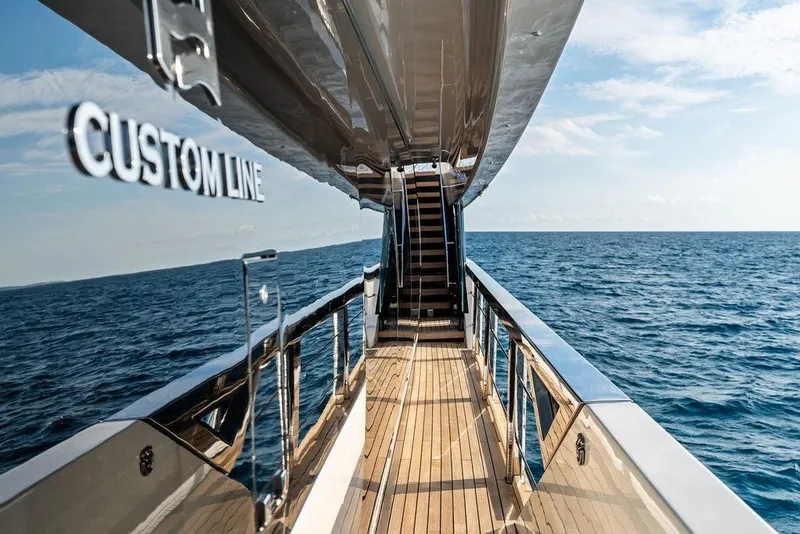 Slide: The Image of Luxurious 2018 Custom Line 120 yacht deck with ocean view. - 44