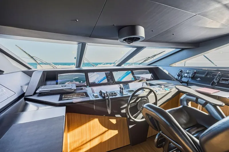 Slide: The Image of Luxurious yacht helm with advanced navigation systems, Custom Line 120, 2018 model. - 50