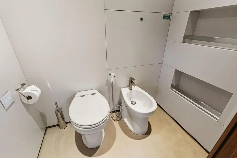 Slide: The Image of Modern bathroom with toilet and bidet, Custom Line 120 yacht, 2018 model. - 93