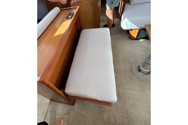 Slide: The Image of 2013 Beneteau Sense 46 sailboat deck view at marina. - 14