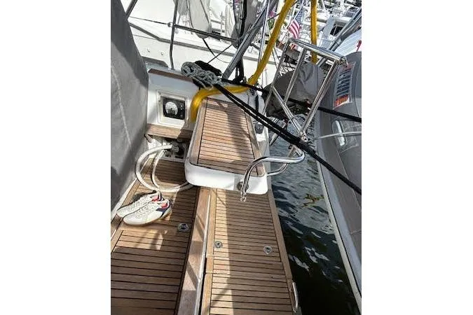 Slide: The Image of Luxurious interior of 2013 Beneteau Sense 46 yacht with modern seating and control panel. - 60