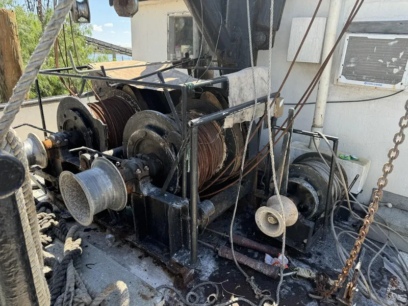 Slide: The Image of 1972 Commercial Shrimp Freezer Trawler winch system with ropes and pulleys. - 7