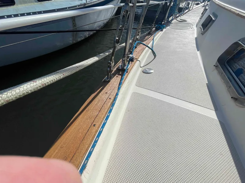 Slide: The Image of 1990 Island Packet 35 Cutter compass and helm station. - 49