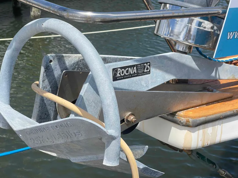 Slide: The Image of Rocna anchor on 1990 Island Packet 35 Cutter sailboat. - 6