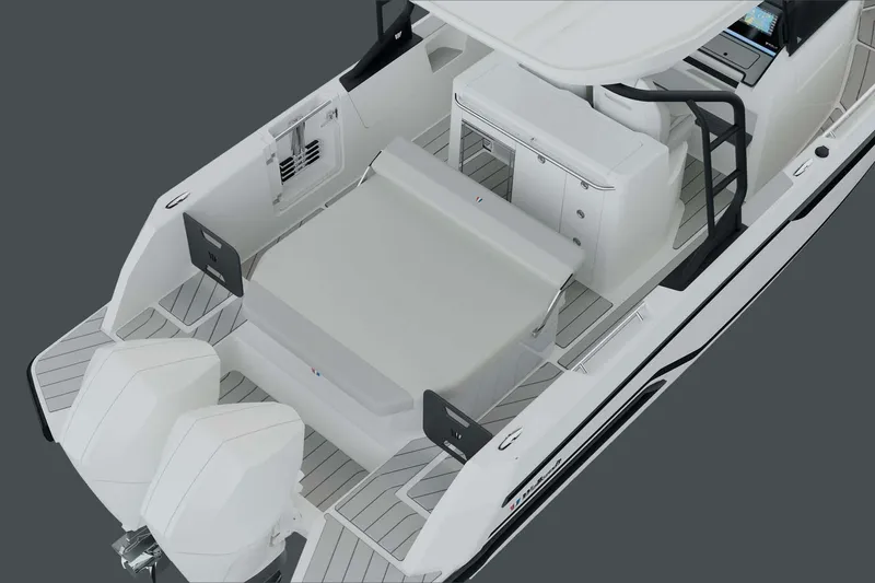 Slide: The Image of Manufacturer Provided Image: 2026 Wellcraft 28 Speedster boat interior with dual engines and sleek design. - 2