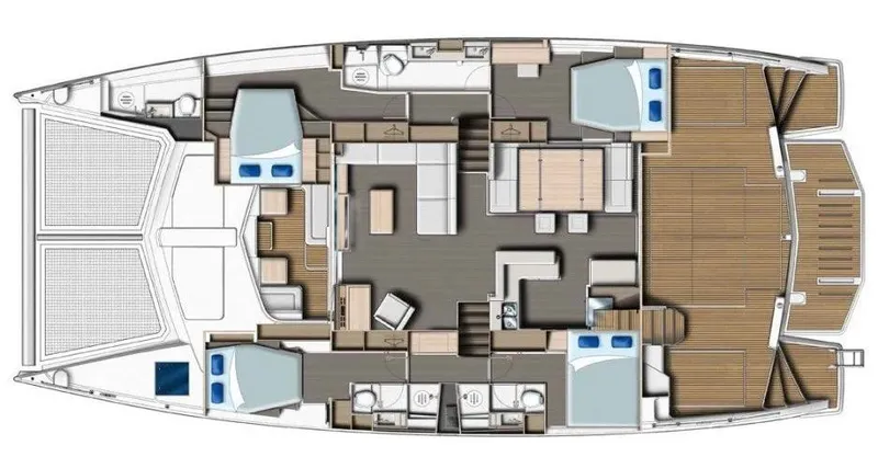 Slide: The Image of Floor plan of Leopard 58 catamaran, 2019 model. - 2