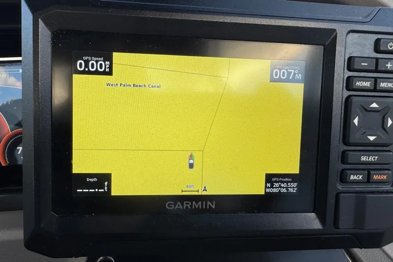 Slide: The Image of Garmin GPS display on 2024 Sun Tracker SportFish 20 DLX, showing West Palm Beach Canal. - 9
