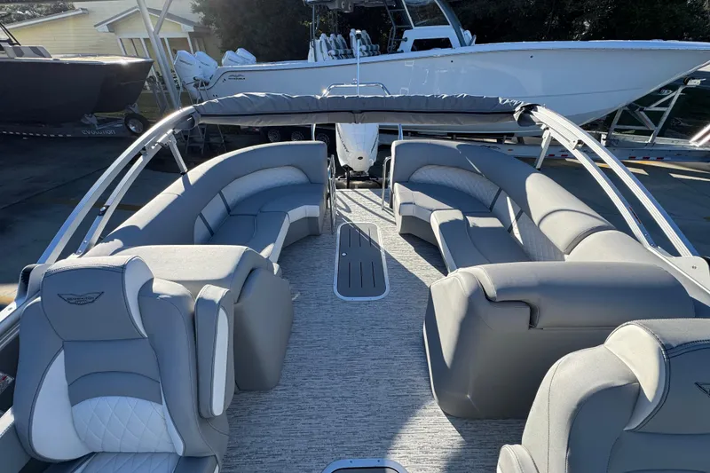 Slide: The Image of 2026 Bennington 23 LTFB pontoon boat with luxurious seating and modern design. - 31