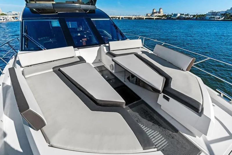 Slide: The Image of Luxurious 2018 Galeon 640 Fly yacht with spacious sunbathing area on deck. - 25