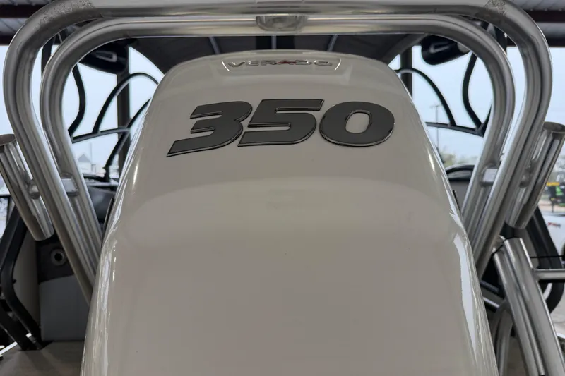 Slide: The Image of 2023 Aloha Pontoon PS 260 TT with 350 horsepower engine detail. - 106