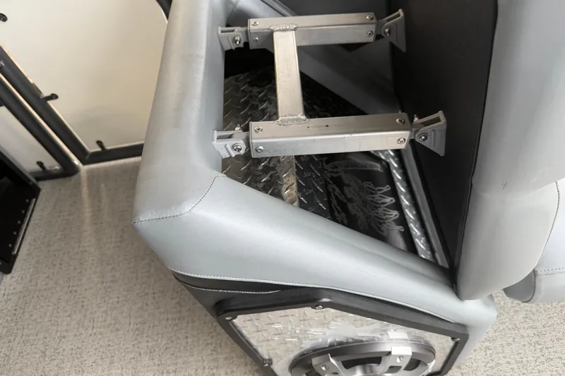 Slide: The Image of 2023 Aloha Pontoon PS 260 TT seat detail with metal frame and speaker. - 62