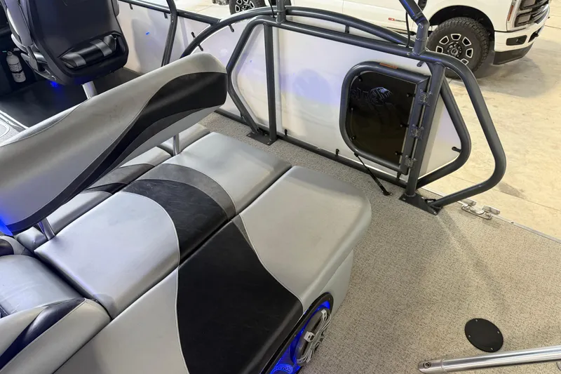Slide: The Image of 2023 Aloha Pontoon PS 260 TT interior with stylish seating and modern design elements. - 88