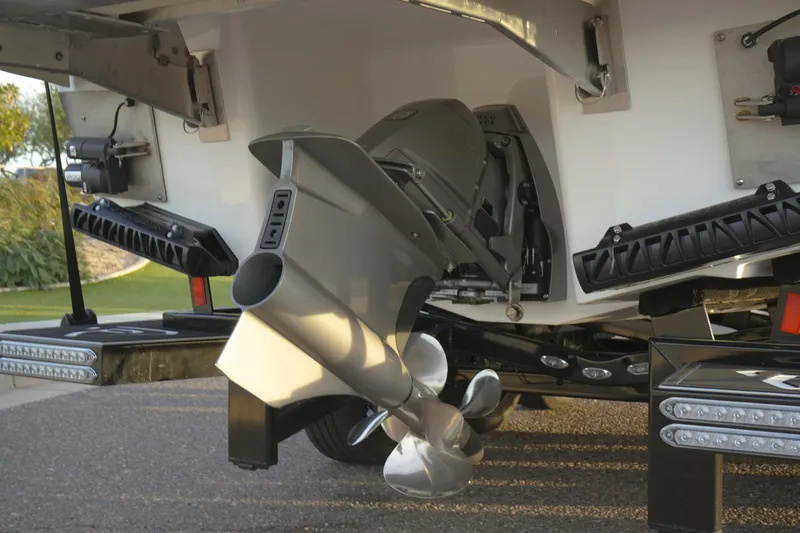 Slide: The Image of 2026 Paradigm 266 SL SURF boat propeller and stern detail. - 5