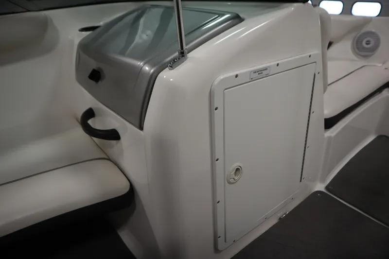 Slide: The Image of Interior of 2013 Yamaha AR190 boat showing seating and storage compartment. - 25