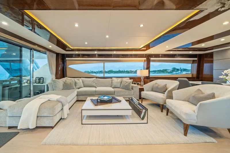 Slide: The Image of Luxurious interior of 2011 Princess 95 yacht with elegant seating and modern decor. - 31