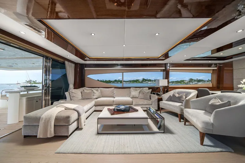 Slide: The Image of Luxurious interior of 2011 Princess 95 yacht with elegant seating and ocean view. - 32