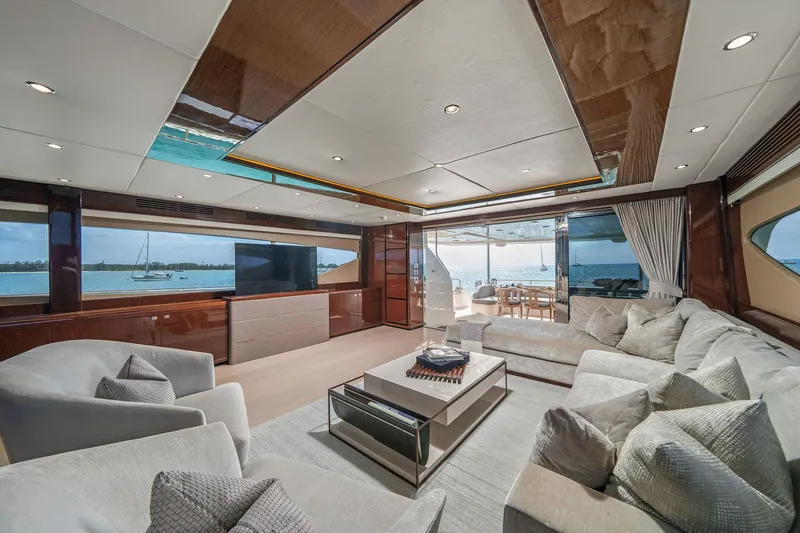 Slide: The Image of Luxurious interior of 2011 Princess 95 yacht with elegant seating and ocean view. - 33