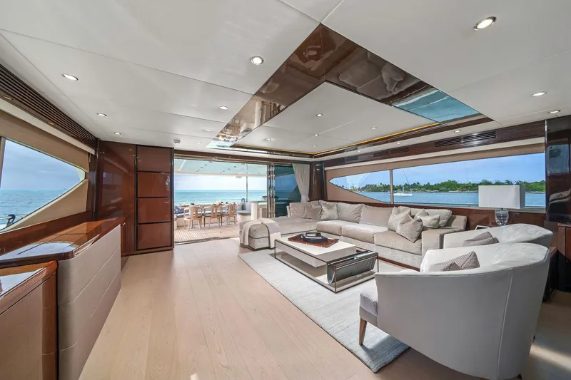 Slide: The Image of Luxurious interior of 2011 Princess 95 yacht with elegant seating and ocean view. - 34