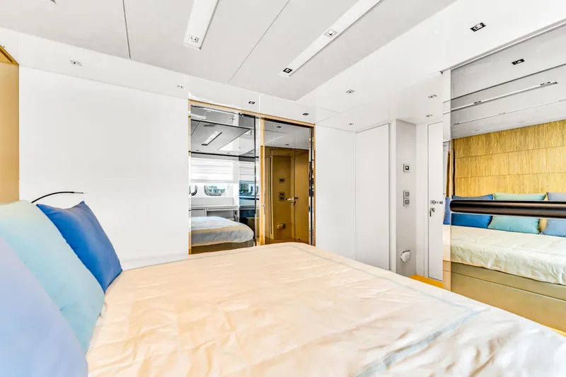 Slide: The Image of Luxurious bedroom on the Sanlorenzo SL78 yacht, year 2018. - 32