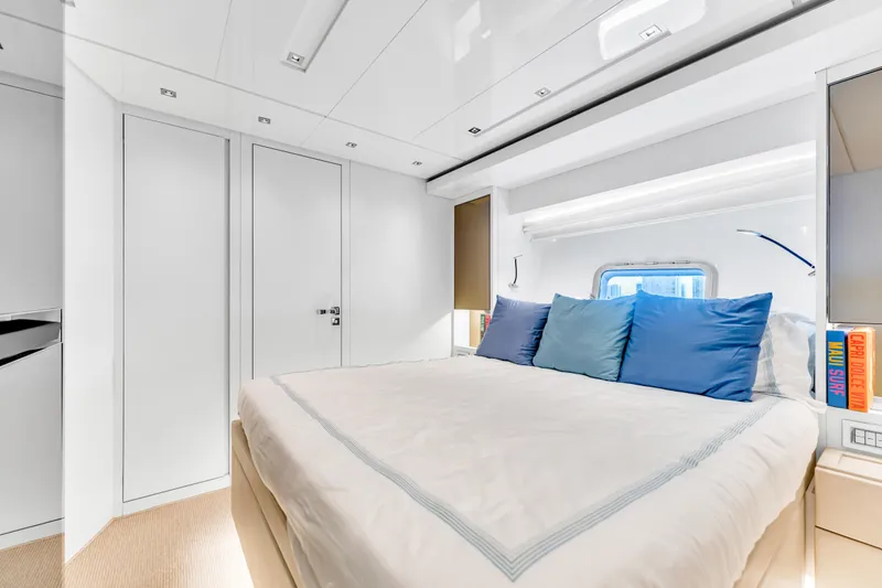 Slide: The Image of Luxurious bedroom on the Sanlorenzo SL78 yacht, year 2018. - 40