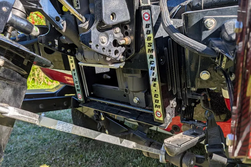 Slide: The Image of Close-up of a 2015 Nitro Z-9 boat engine mount with Bob's Machine components. - 15